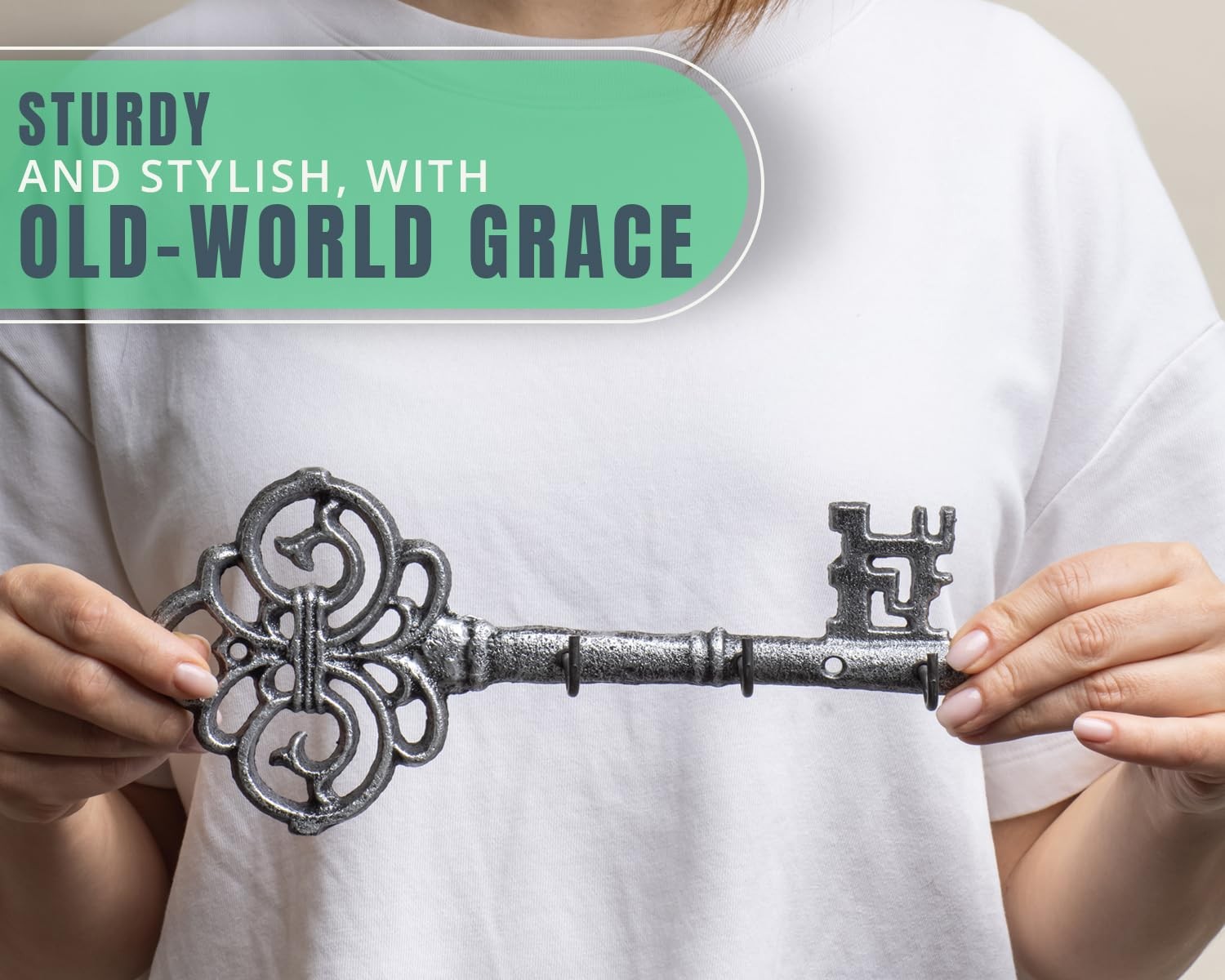 Cast Iron Skeleton Key Holder - Decorative Farmhouse Rustic Wall Mount Key Or...