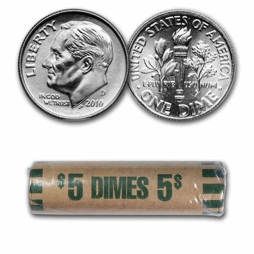2010-D Roosevelt Dime 50-Coin Roll BU