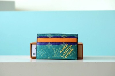 Louis M25797 Epi Leather Blue Pocket Organizer Card Wallet