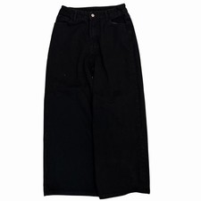 Y2K Baggy Black Wide Leg Jeans Skater Oversized Streetwear 30 Waist
