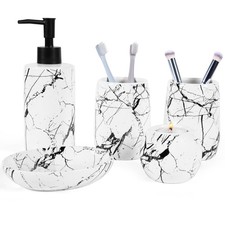 Ceramic Bathroom Accessory Set, 5-Piece Bathroom Accessory Set, Soap Dish, To...