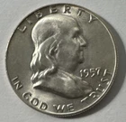 1957-D U.S. Franklin UNC Silver Half Dollar