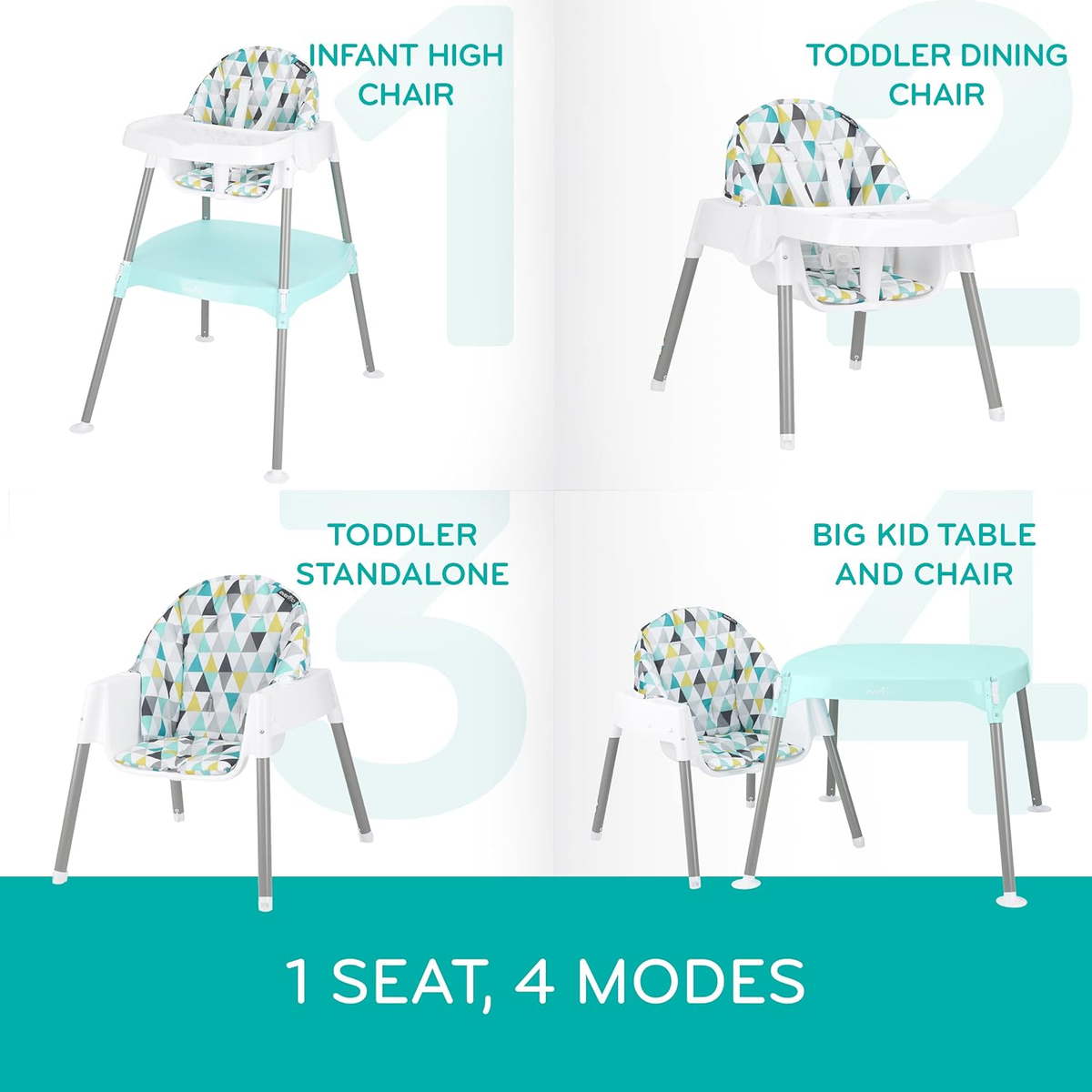 Evenflo Eat and Grow 4-In-1 Convertible High Chair (Pop Star White)  32884201624| eBay