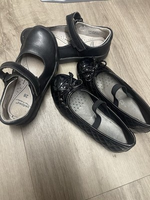 Black Leather Girls Shoes By Geox And Pediped