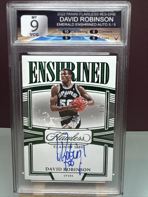 2022 Panini Flawless #ES-DRB David Robinson Emerald Enshrined Auto 5/5