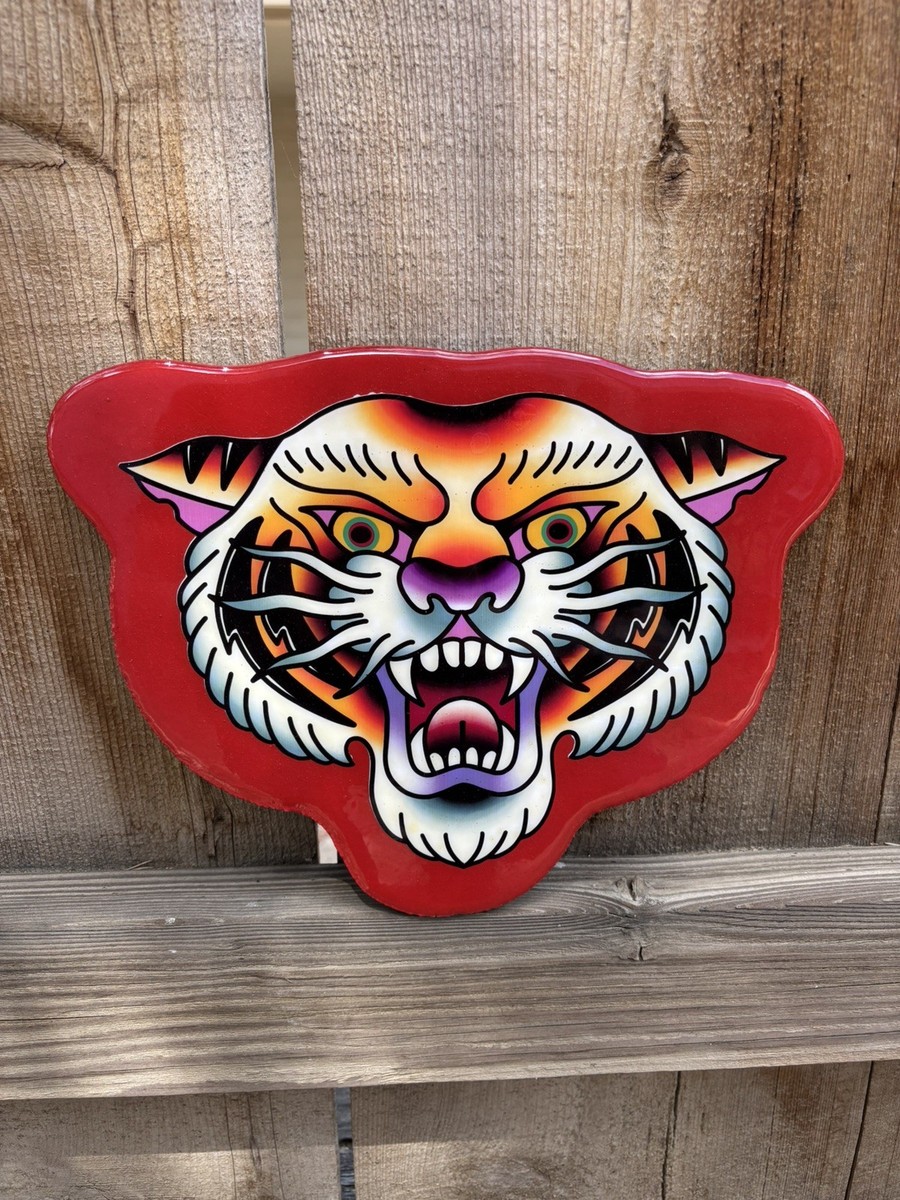 American Traditional Tiger Handmade Sign Tattoo Flash Shop Sign | eBay