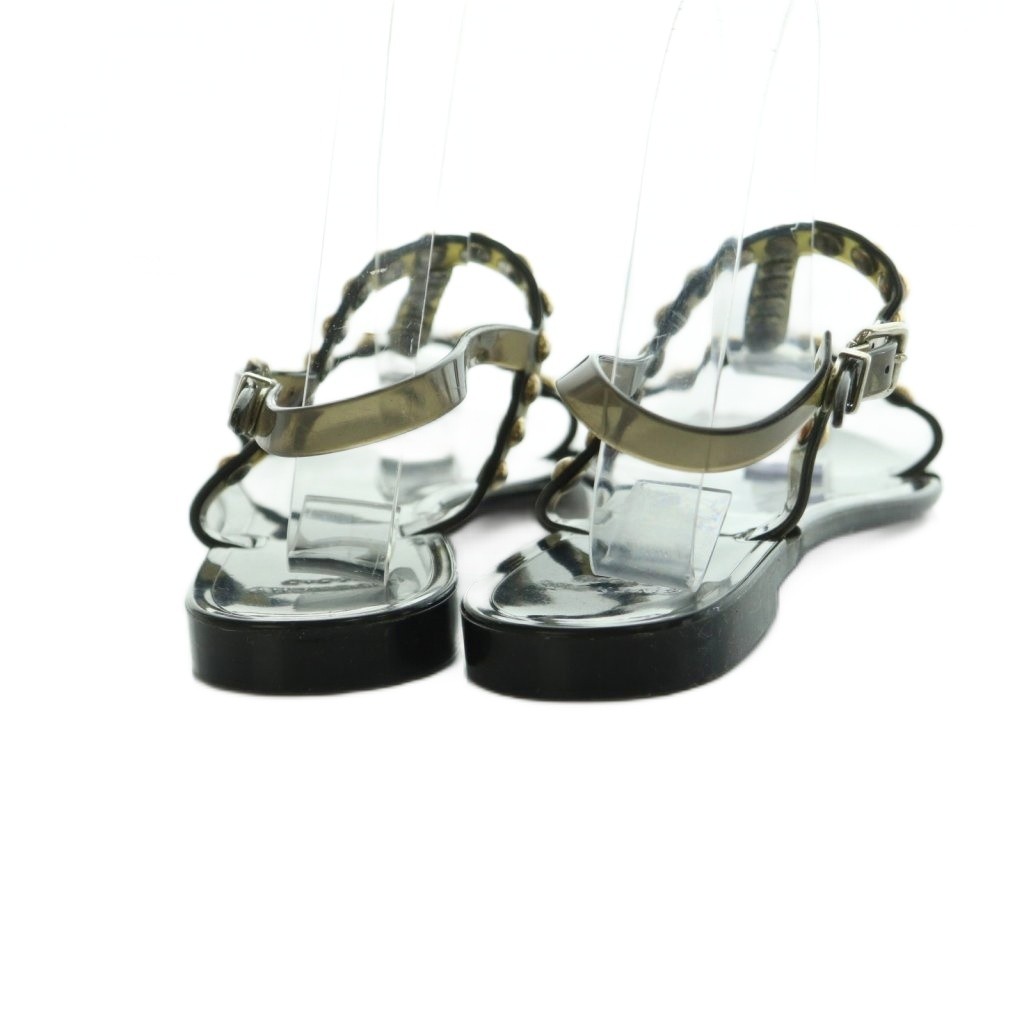 GIVENCHY Women's Black Leather Sandals 36/23cm Stud Strap Used thumbnail 3