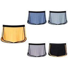 Mens One Button on Crotch 3-in-1 Changeable Boxer Shorts Culottes Built-in Brief