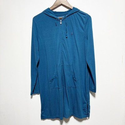 Coolibar Sweatshirt Womens L Blue UPF 50 Sun Protection Zip Front Tunic Hooded