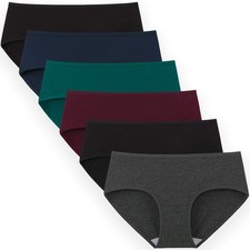 Womens Underwear Cotton Hipster Panties Regular  Plus Size 6-Pack Medium,Dar...
