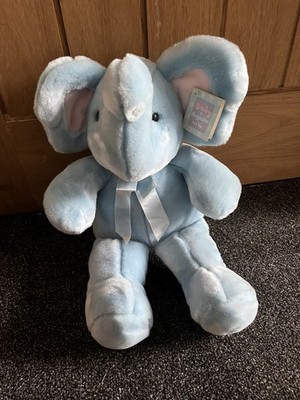 Geburtstage Baby Huggables blau Softie Elefant Stofftier Bettdecke Brandneu mit Etikett NEU