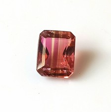 Bi Color Tourmaline Emerald Cut Faceted Natural Untreated Gemstone 2.75 Carat