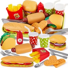 Fast Food Play Food Toys for Kids Toddler Children Toy Kitchen Accessories Pl...