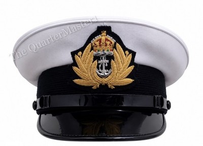 RN Royal Navy Offiziersmütze weiß Baumwolle Twill Top König Krone Abzeichen Replik/Repro