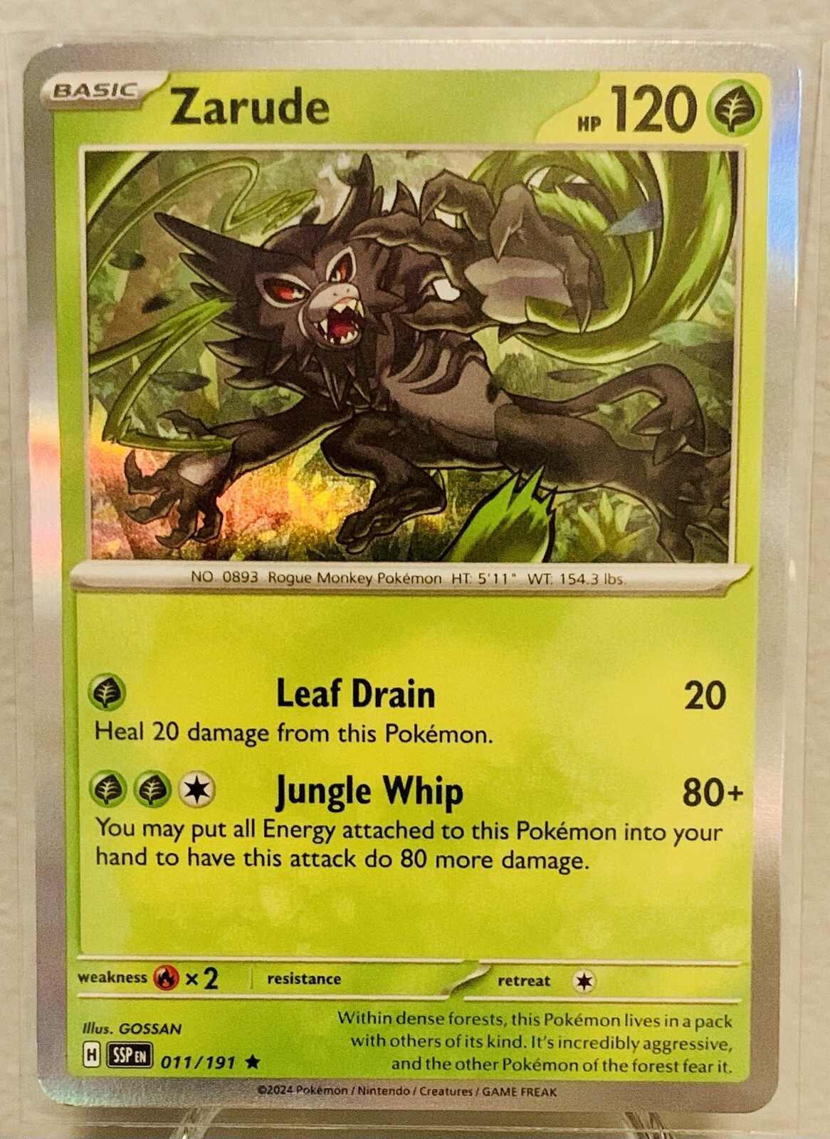 ZARUDE 011/191 SURGING SPARKS POKEMON (REVERSE HOLO, NM)