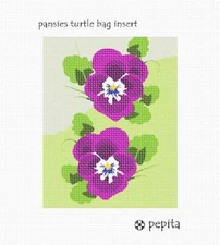 Pansies Turtle Bag Insert Needlepoint Kit or Canvas