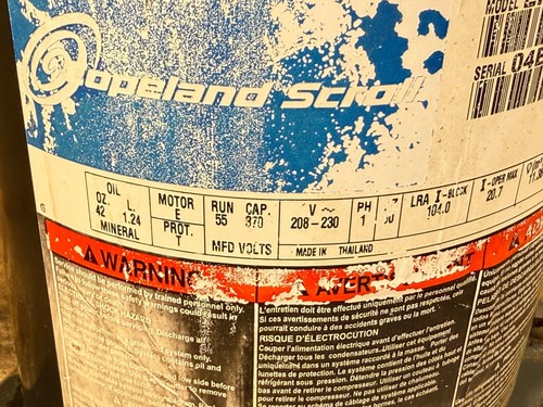 Copeland 3 Ton Scroll Compressor ZR40K3-PFV-230 1 PH 230 V R-22 - Picture 3 of 4
