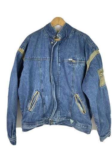 VTG 80s Guess Jeans George Marciano Denim Jacket Leather Trim McFly XL USA  Made | eBay