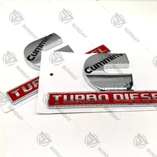 2pcs 3D Cummins Turbo Diesel Emblems Badges Compatible For Ram 2500 3500 Fender