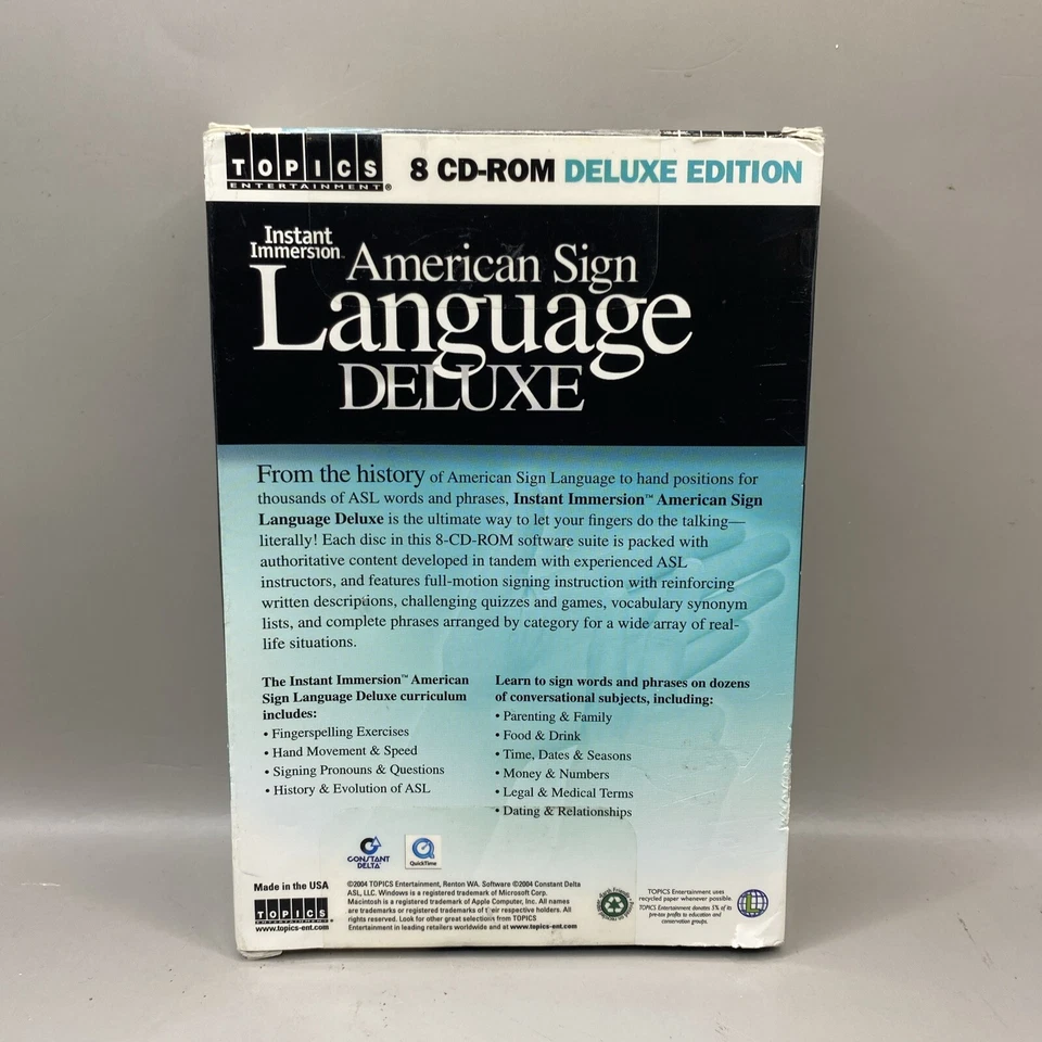 Lenguaje de Señas Americano • Edición Deluxe • Inmersión Instantánea • GANAR/MAC • ROM de 8 CD Foto 2 de 4
