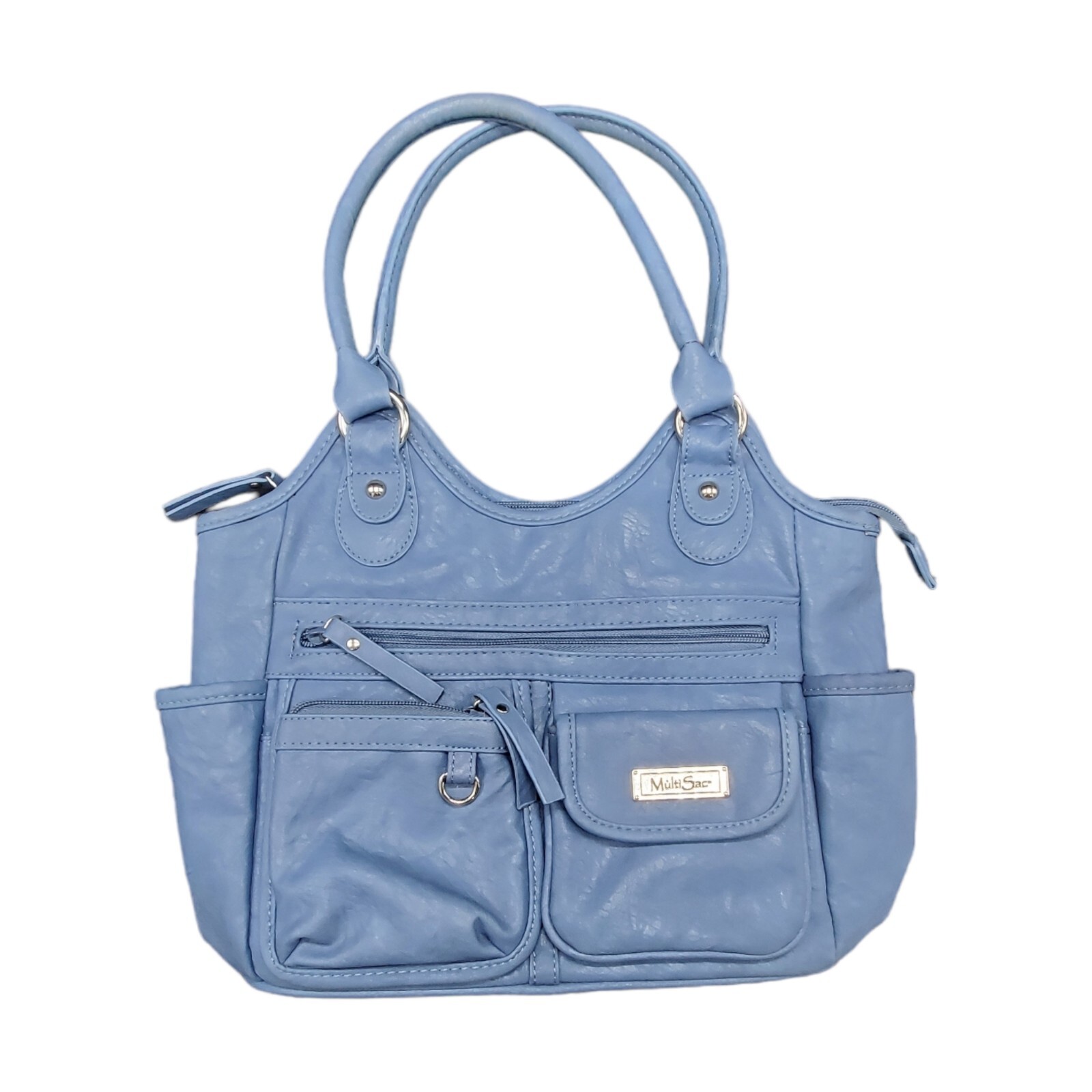 MULTISAC DenimBlue Shoulder Bag handbag Purse Zipper Pockets 9"×12"×5