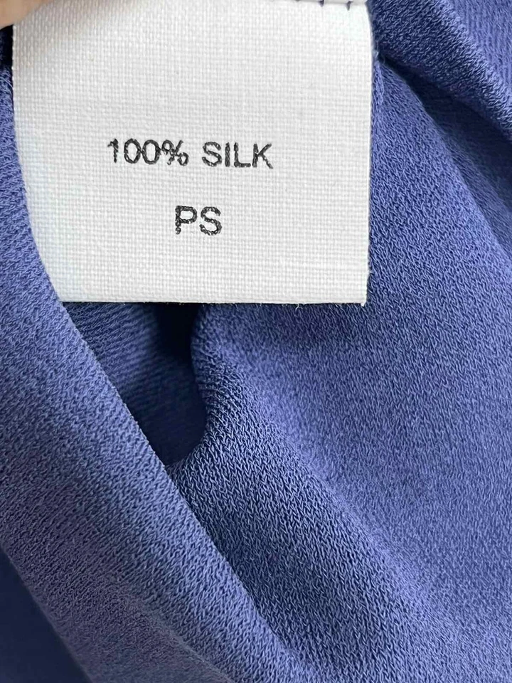 Camiseta para dormir EILEEN FISHER para mujer cuello redondo entrelazado seda azul marino pequeña Foto 4 de 4