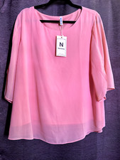 NTW Neineiwu Casual Scoop Neck Loose Top 3/4 Sleeve Blouse Burgundy Stem Size L