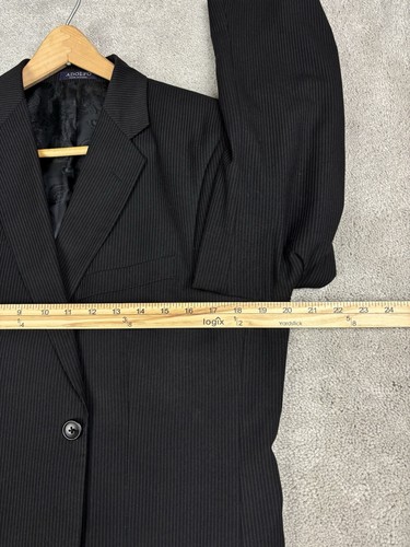 Adolfo 2 Piece Suit 40R Mens Black Pinstripe 34x29 Pants - Picture 10 of 24