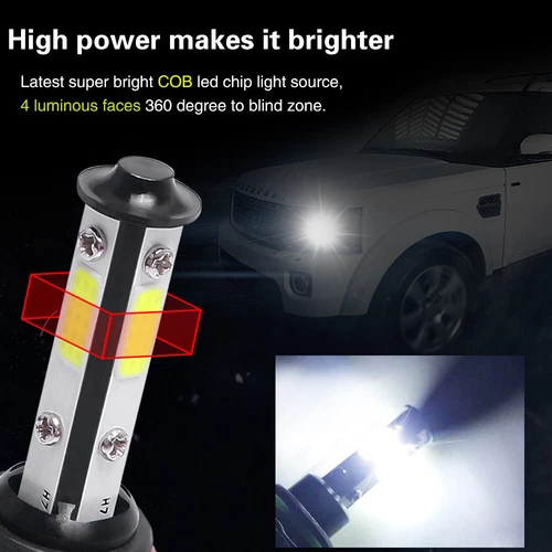 4-Side 9005 9006 LED Headlight Fog Light Kit 6000K High Low Beam Bulbs White - Picture 2 of 13