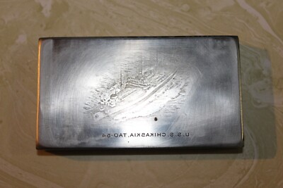 AS FOUND, VTG. STEEL PRINT BLOCK FOR LETTER HEADS FROM USS CHIKASKIA TAO -54