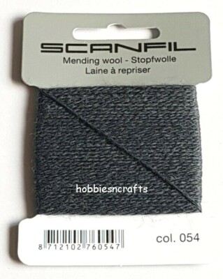 DUNKELGRAU Scanfil Faden zum Stopfen & Ausbessern - 55% Wolle 45% Nylon 15 Meter