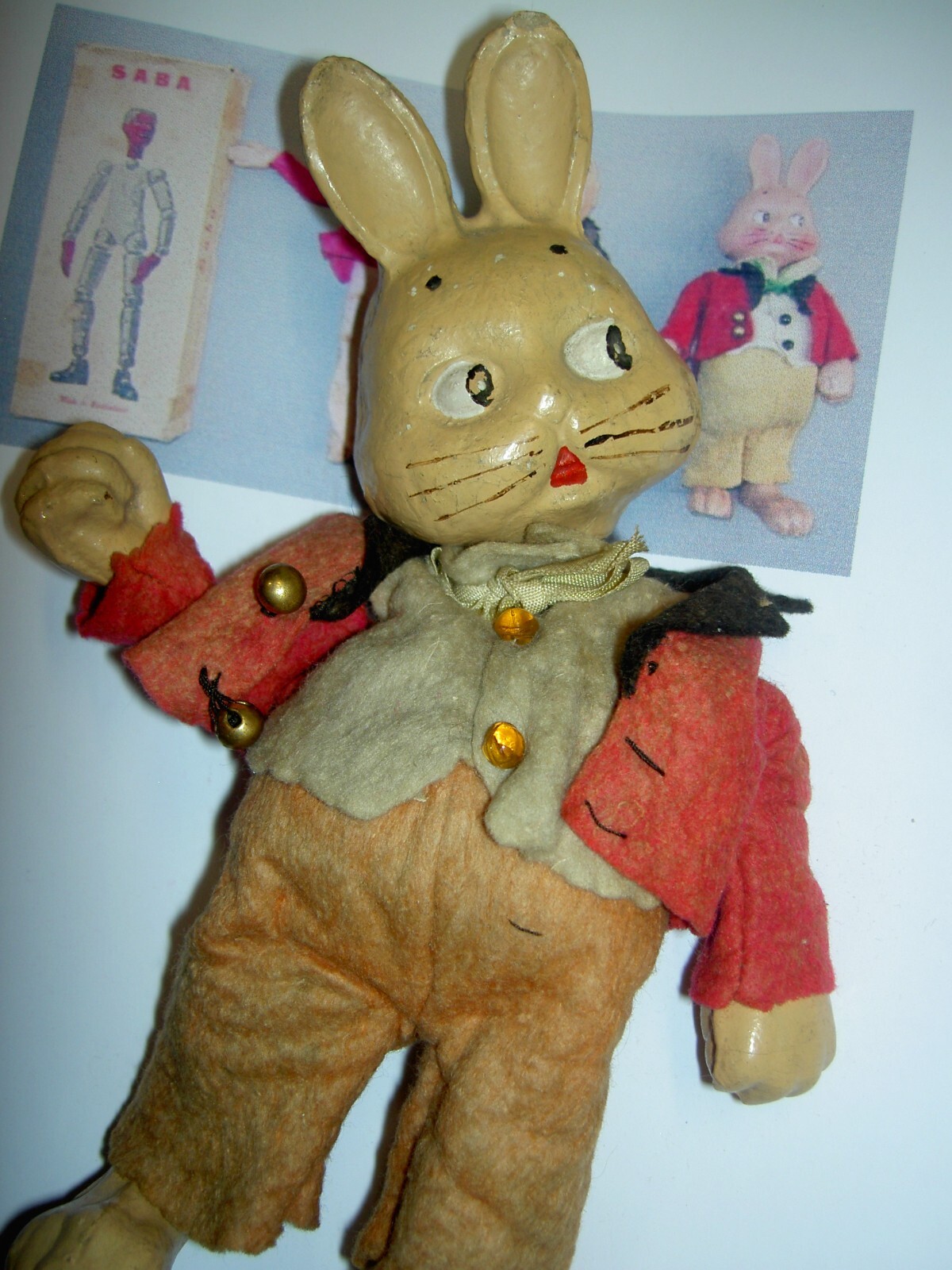 RARE antique c1915 CANDY CONTAINER sgnd. Germany bobble head BUNNY ...