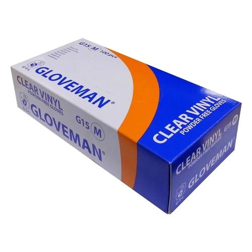 GLOVEMAN Disposable Clear Vinyl Powder & LATEX FREE Gloves SmallXL 100
