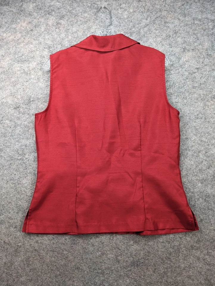 Dawn Joy Top Womens 13/14 Red Button Front Collared Sleeveless Blouse Preppy Foto 2 de 4
