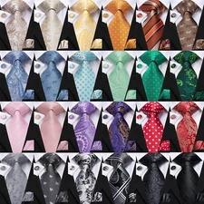 Men's Tie  Classic Wedding Necktie and Pocket Square Cufflinks Set Paisley
