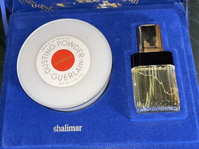 New RARE Vintage Guerlain SHALIMAR Eau De Toilette & Dusting Powder Gift Set