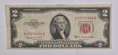 $2 1953-B RED SEAL US United States Note Avg Circ
