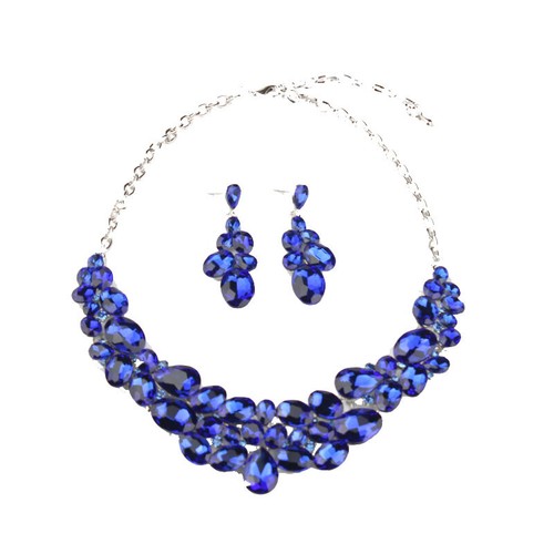 Rhinestone Necklace Crystal Earring Women Bridal Party Prom Wedding Jewelry Set - Picture 109 of 121