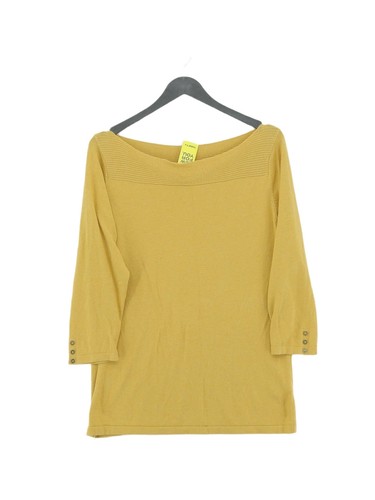 Next Women's Jumper UK 10 Yellow Cotton with Nylon, Viscose Round Neck Pullover
