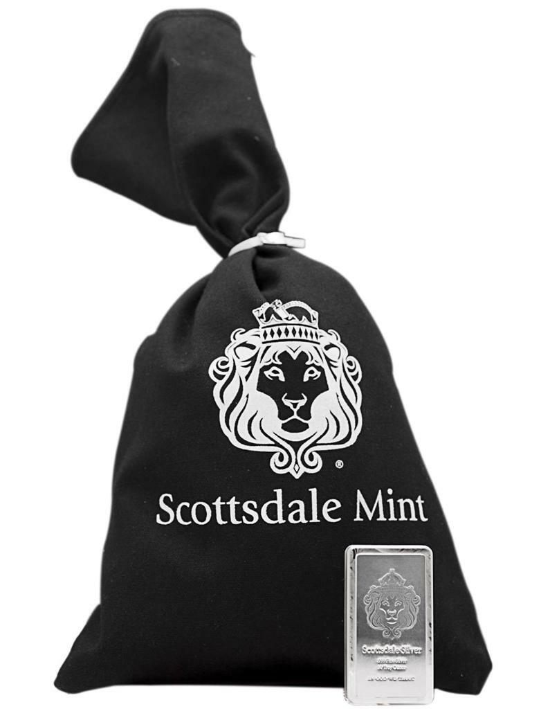 10 oz Scottsdale STACKER® .999 Silver Bar w/ Black Canvas Bag