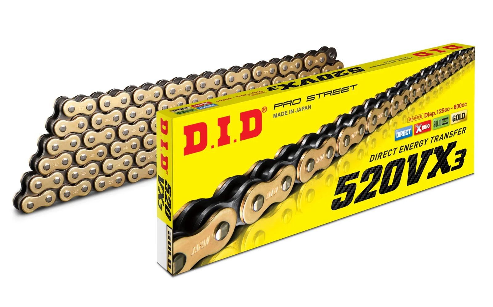 DID Chain Heavy Duty X-Ring Gold VX3 520-116L (Includes Split Link & Rivet Link)