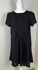 Everly Black Short Sleeve Shift Dress Small Minimalist