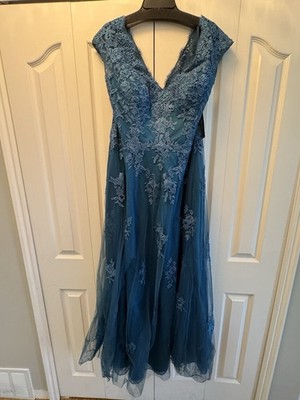 La Femme Teal Blue 26942 Embellished Tulle & Lace A-Line Gown Size 14 NWT $598 | eBay La Femme Teal Blue 26942 Embellished Tulle & Lace A-Line Gown Size 14 NWT $598 | eBay