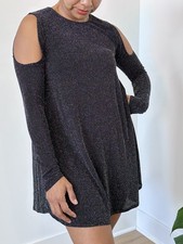 Disco Glam Boho Chic Night Out Metallic Glitter Tunic Mini Dress Show Me Your...