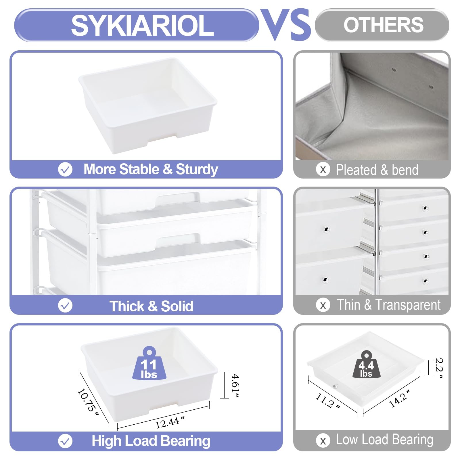 Utility Cart with 5 Drawers,Storage Drawer Cart with Wooden Tabletop and Lock...