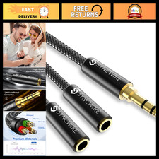 3.5mm Headphone Splitter Y Cable, Nylon-Braided Male to 2 Female Audio Adapter