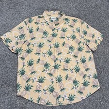 Reyn Spooner Pining For You Hawaii Short Sleeve Shirt Mens Yellow Pineapple XL