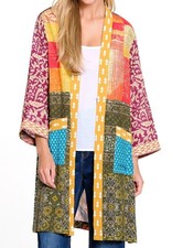 NWT JOHN MARK XL 3/4 Sleeve Sunflower Multi Kimono Topper Duster Art to Wear