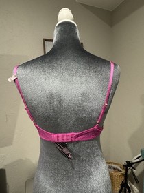 NWOT Victoria's Secret Logo Lace Open-Cup Demi Bra Set VS Logo Lace in Fuschia