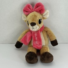 Dan Dee Clarice 12  Plush Rudolph The Red Nosed Reindeer Pink Bow Scarf Stuffed